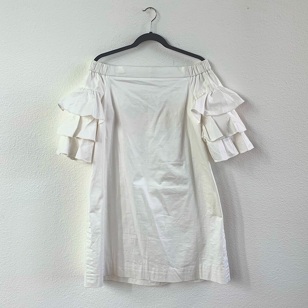 Ted Baker London White Mini Length Off The Shoulder, Ruffled Sleeves US Size 8